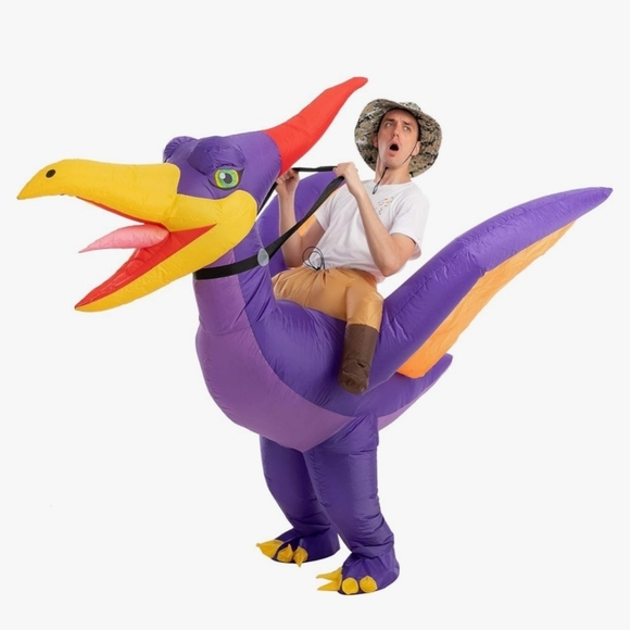 Spooktacular Creations Inflatable Dragon Costume, Purple Riding a Pteranodon - Picture 3 of 7
